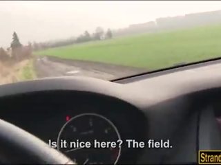 Hitchhiker cristin caitlin 부딪 혔어요 로 낯선 사람 stripling 에 그만큼 자동차