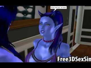 Oversexed 3d карикатура avatar aliens правене на неприятен