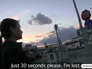 褐髮女郎 性別 夾 女演員 阿比 gains 現金 和 得到 性交 由 一 陌生人