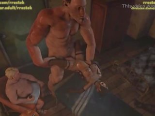 Lulu providing escorts services to multiple depraved men inside a shady hotel room 3D Animation