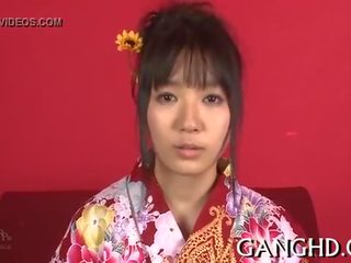 Group sampling of asian's pussy